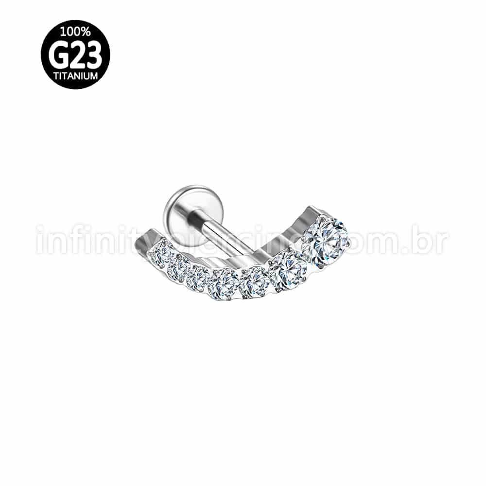 Piercing Labret Titânio Cluster 7 Zircônias