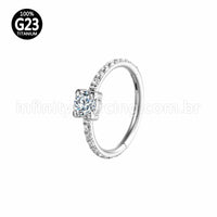 Piercing Argola Titânio Segmento Articulado Zircônia Redonda