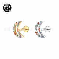 Piercing Labret Titânio Lua Zircônia Colorida Cravejada