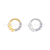 Piercing Argola Aço Cirúrgico Folhas/Zircônia Cravejada