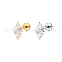 Piercing Labret Aço Cirúrgico Zircônia Cravejada