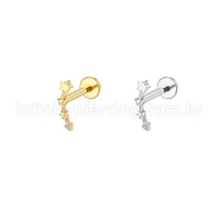 Piercing Labret Aço Cirúrgico Estrelas 1 Zircônia