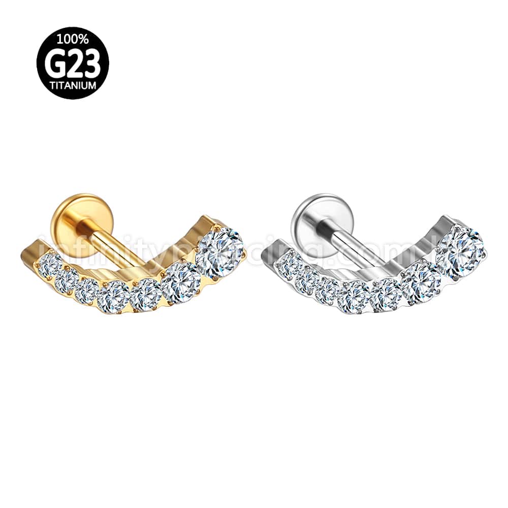 Piercing Labret Titânio Cluster 7 Zircônias