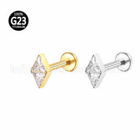 Piercing Labret Titânio Losango 2 Zircônias