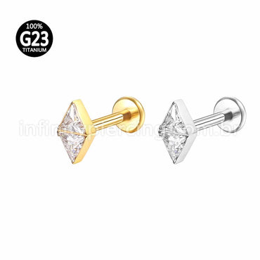 Piercing Labret Titânio Losango 2 Zircônias