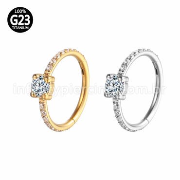 Piercing Argola Titânio Segmento Articulado Zircônia Redonda