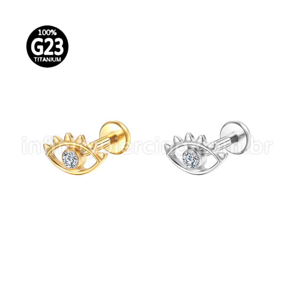 Piercing Labret Titânio Olho Zircônia