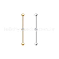 Piercing Transversal Aço Cirurgico Zircônia Mini Flor