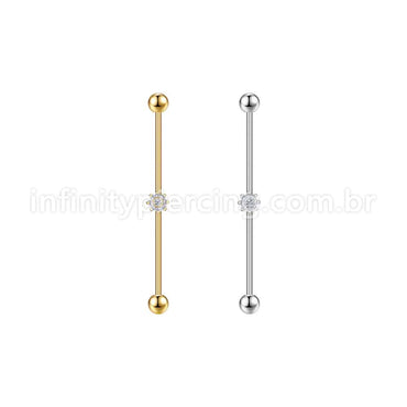 Piercing Transversal Aço Cirurgico Zircônia Mini Flor