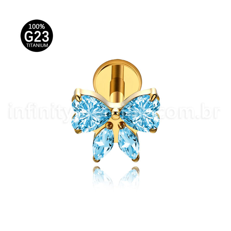 Piercing Labret Titânio Laço Zircônia Cravejada