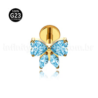 Piercing Labret Titânio Laço Zircônia Cravejada