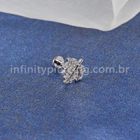 Piercing Labret Titânio Folha Zircônia Cravejada