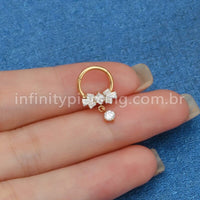 Piercing Argola Aço Cirúrgico Laço Com Pingente Zircônia
