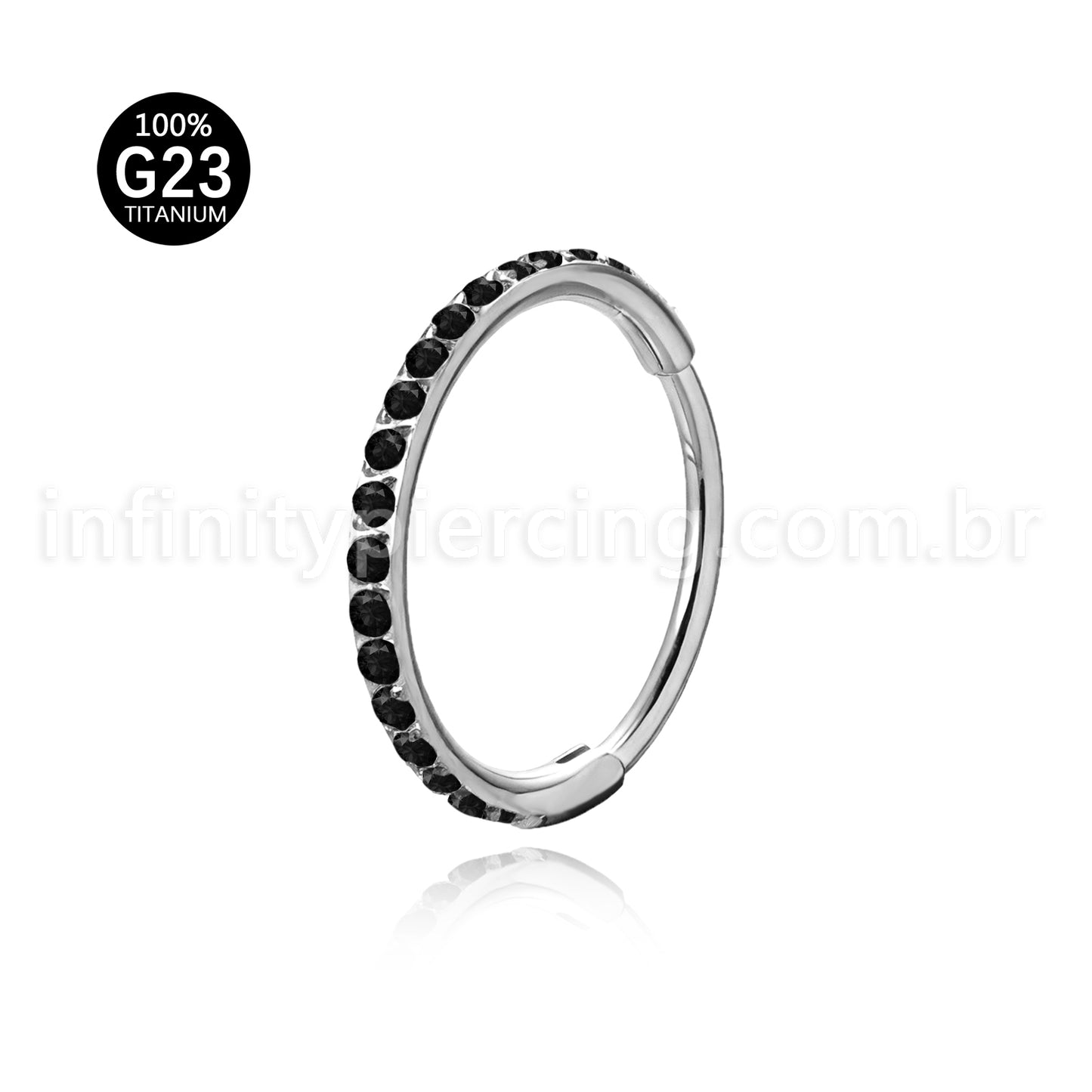 Piercing Argola Segmentada Titânio 1 Fileira Zircônia Cravejada
