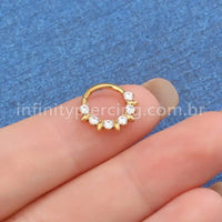 Piercing Argola Titânio Detalhe Zircônia Frontal