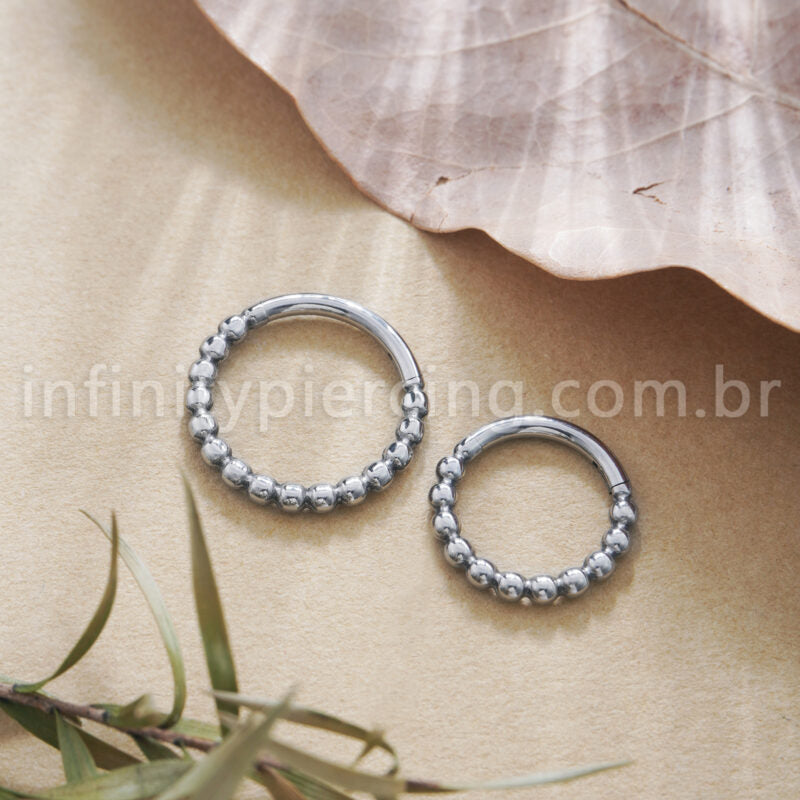 Piercing Argola Titânio Segmento Articulado Bolinhas