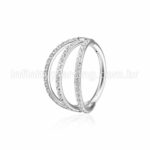 Piercing Argola Segmento Articulado Aço Cirurgico Zircôrnia 3 Fileiras Vazadas