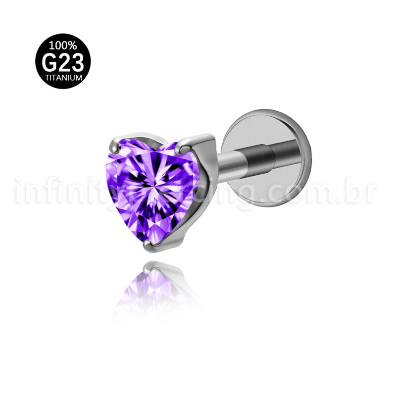 Piercing Labret Titânio Pedra Zircônia