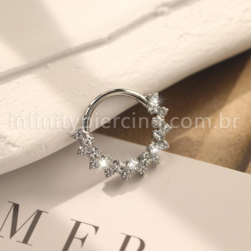 Piercing Argola  Aço Cirúrgico Segmento Articulado Zircônias
