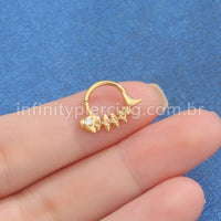 Piercing Argola Titânio Segmento Articulado Peixe Zircônias Cravejadas