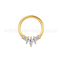 Piercing Argola Aço Cirúgico Segmento Articulado Zircônia Cravejada