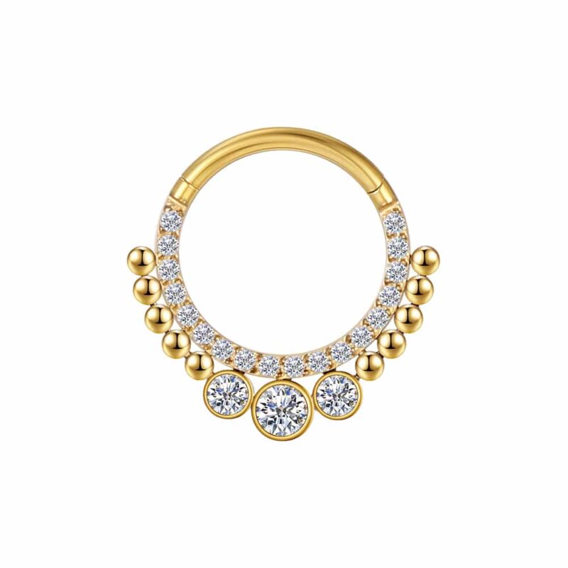 Piercing Argola Segmentada Aço Cirúrgico Zircônia 3 Pedras