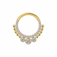 Piercing Argola Segmentada Aço Cirúrgico Zircônia 3 Pedras