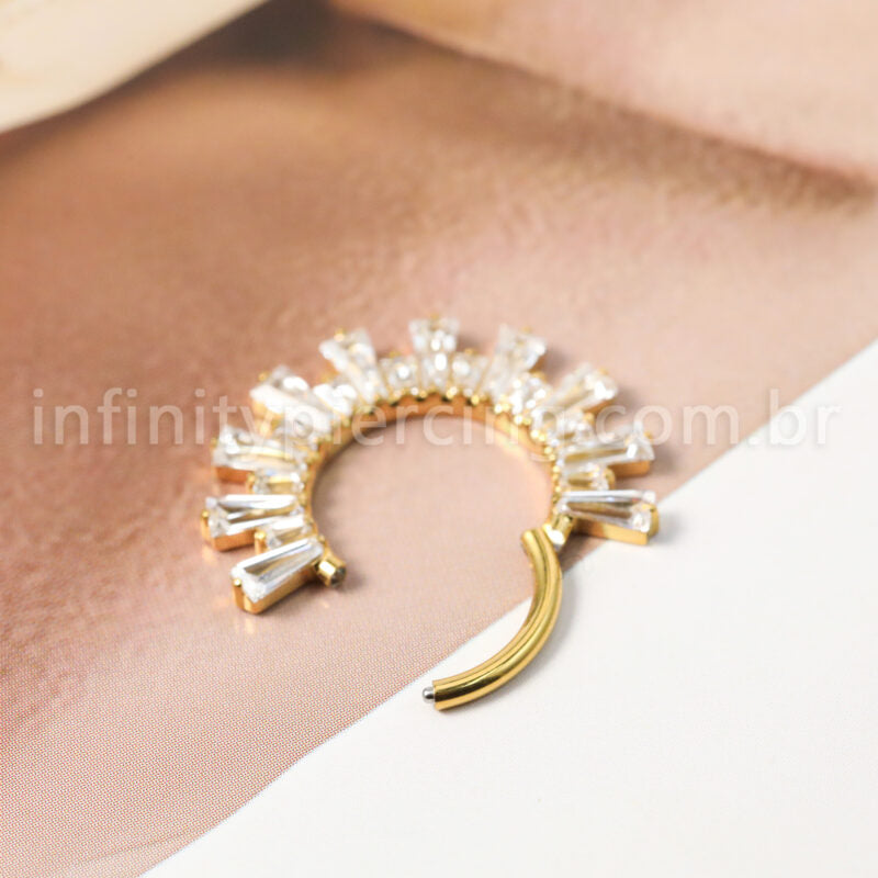 Piercing Argola Titânio Segmento Articulado Zircônia Cravejada