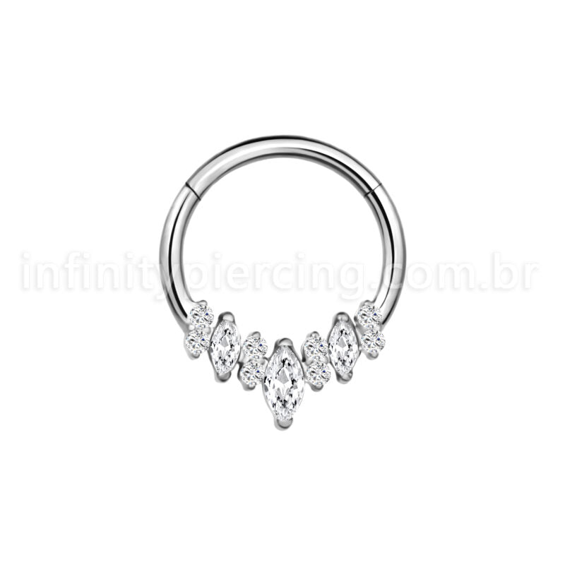 Piercing Argola  Aço Cirúrgico Segmento Articulado Zircônias