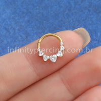 Piercing Argola Titânio Segmento Coração Em Zircônia Cravejada 1,2X8 10446