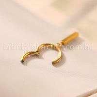 Piercing Argola Titânio Zircônia Cravejada Pingente Barra