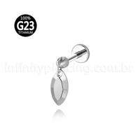 Piercing Labret Titânio Pingente Oval Com Pontas