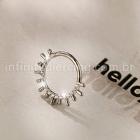 Piercing Argola Titânio Segmento Articulado Zircônia Cravejada
