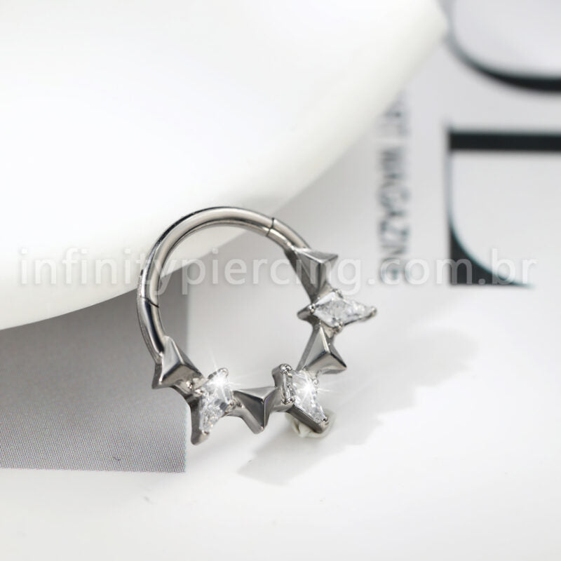 Piercing Argola Titânio Zircônia Cravejada