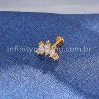 Piercing Labret Aço Cirúrgico Detalhes 5 Zircônias