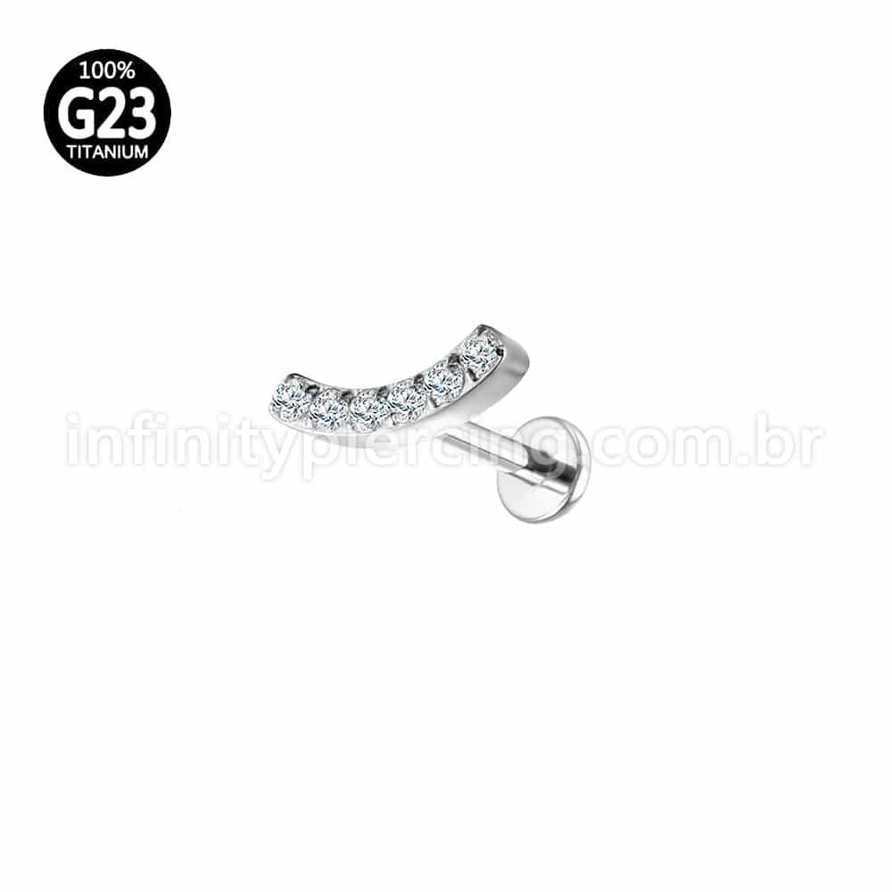 Piercing Labret Cluster Titânio Zircônia Cravejada