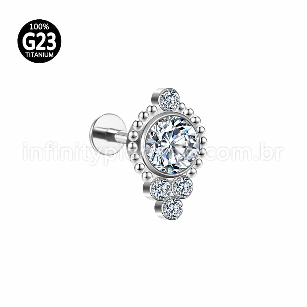 Piercing Labret Titânio Indiano Zircônia
