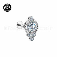 Piercing Labret Titânio Indiano Zircônia