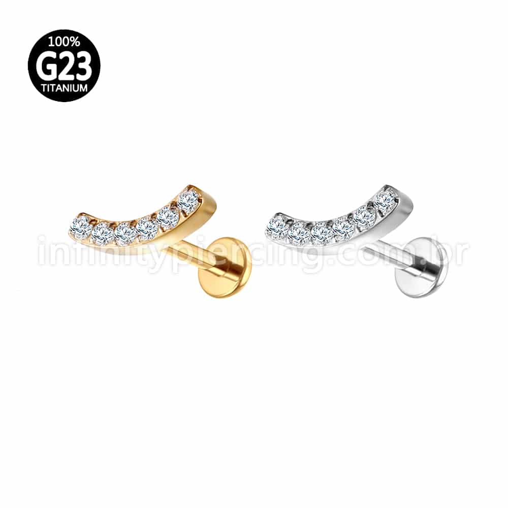 Piercing Labret Cluster Titânio Zircônia Cravejada