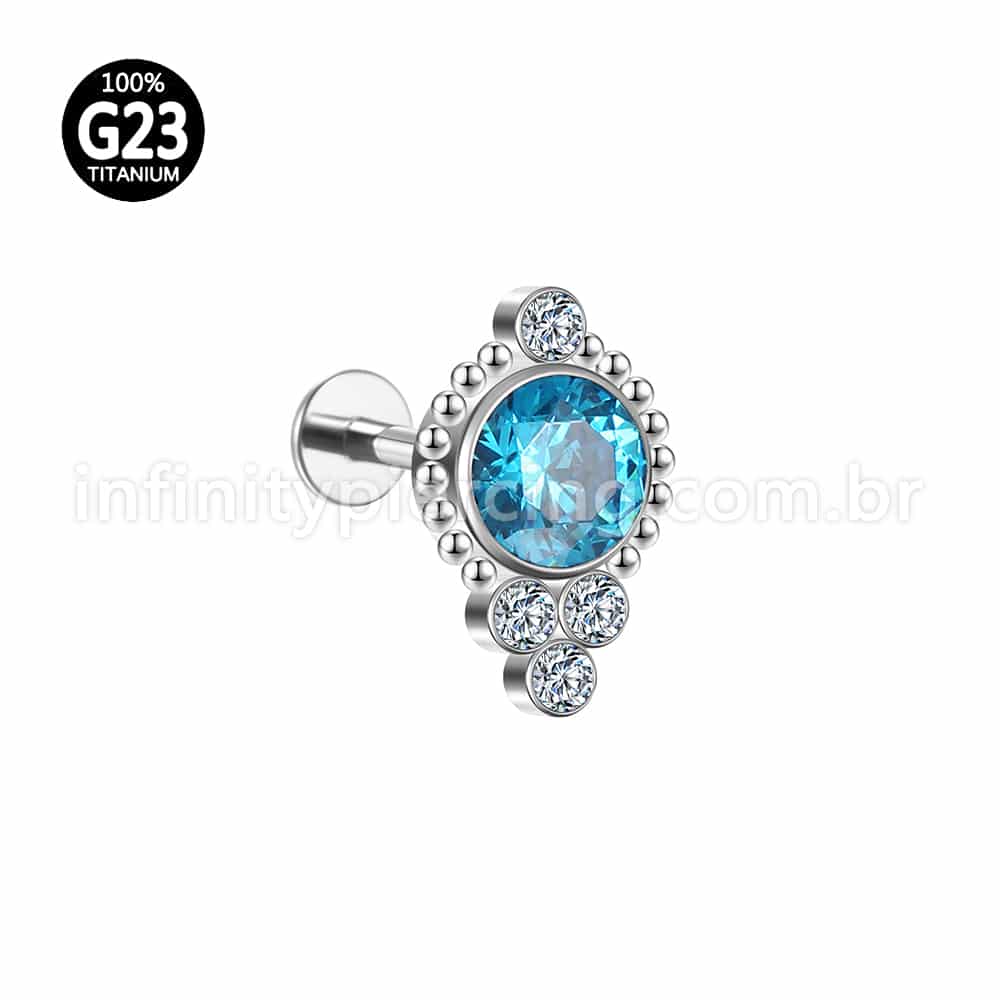 Piercing Labret Titânio Indiano Zircônia