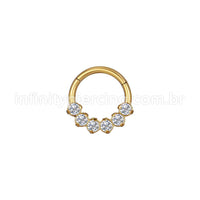 Piercing Argola Aço Cirúrgico Segmento Articulado Zircônia Cravejada