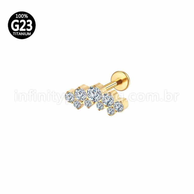 Piercing Labret Titânio Cluster Zircônias Cravejadas