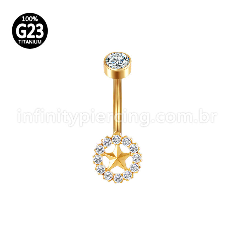 Piercing Banana Titânio Estrela  Zircônia