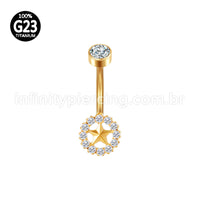 Piercing Banana Titânio Estrela  Zircônia