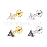 Piercing Labret Aço Cirúrgico Zircônia Triangular