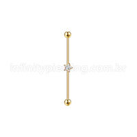 Piercing Transversal Aço Cirúrgico Zircônia Estrela