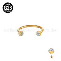Piercing Ferradura Lapidada Titânio Com Zircônia Cravada Rosca Externa