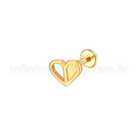 Piercing Labret Aço Cirúrgico Coração Metade Vazado
