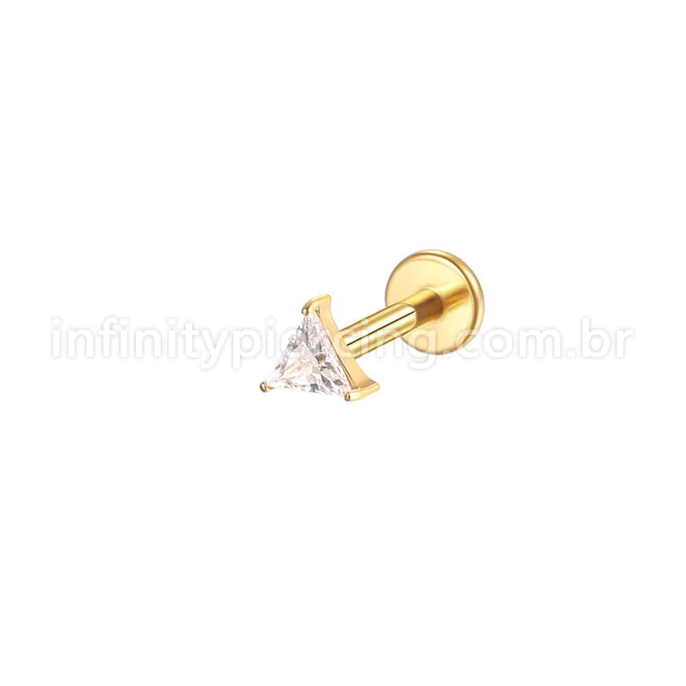 Piercing Labret Aço Cirúrgico Zircônia Triangular