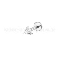 Piercing Labret Aço Cirúrgico Zircônia Triangular